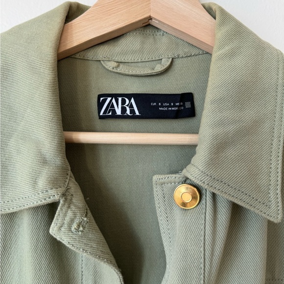 Sage Green Zara Oversized Utility Jacket with Gold Buttons - Picture 2 of 6